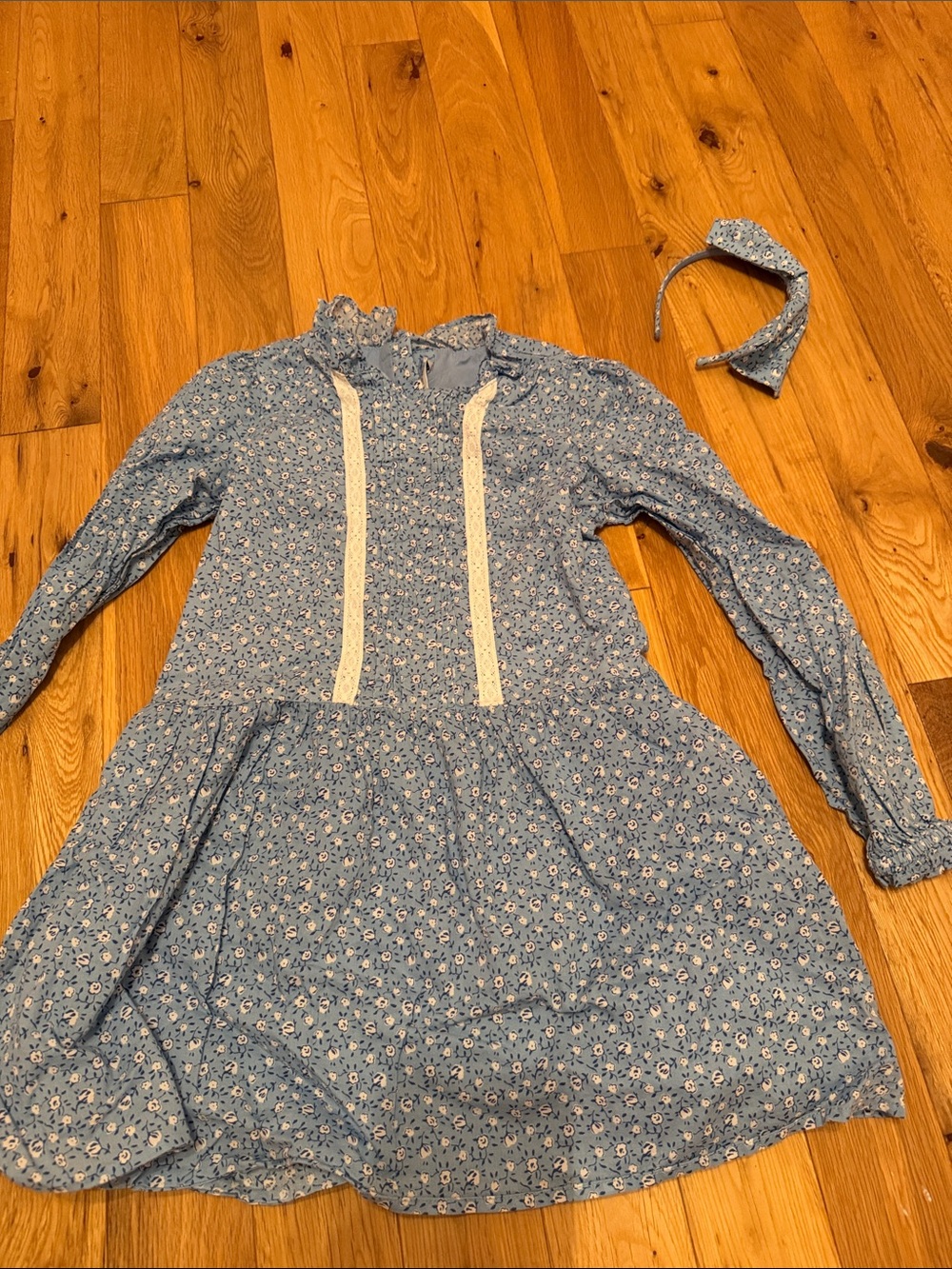 Janie and Jack Blue Floral Long-Sleeve Dress with Headband